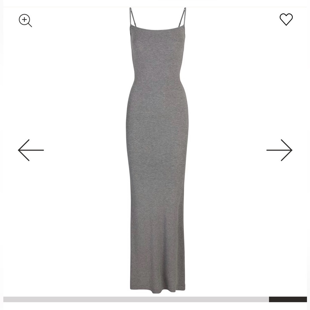 Skims Soft Lounge LONG SLIP DRESS - Medium - Heather Gray (Sold Out Online)